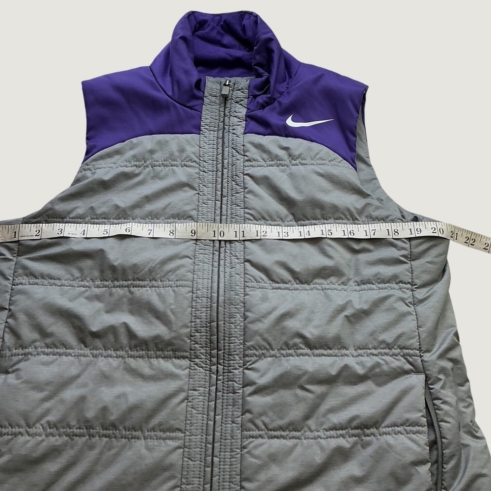 Nike Womens Puffer Vest Grey Purple Colorblock Quilted Full Zip Size Large - Picture 4 of 8